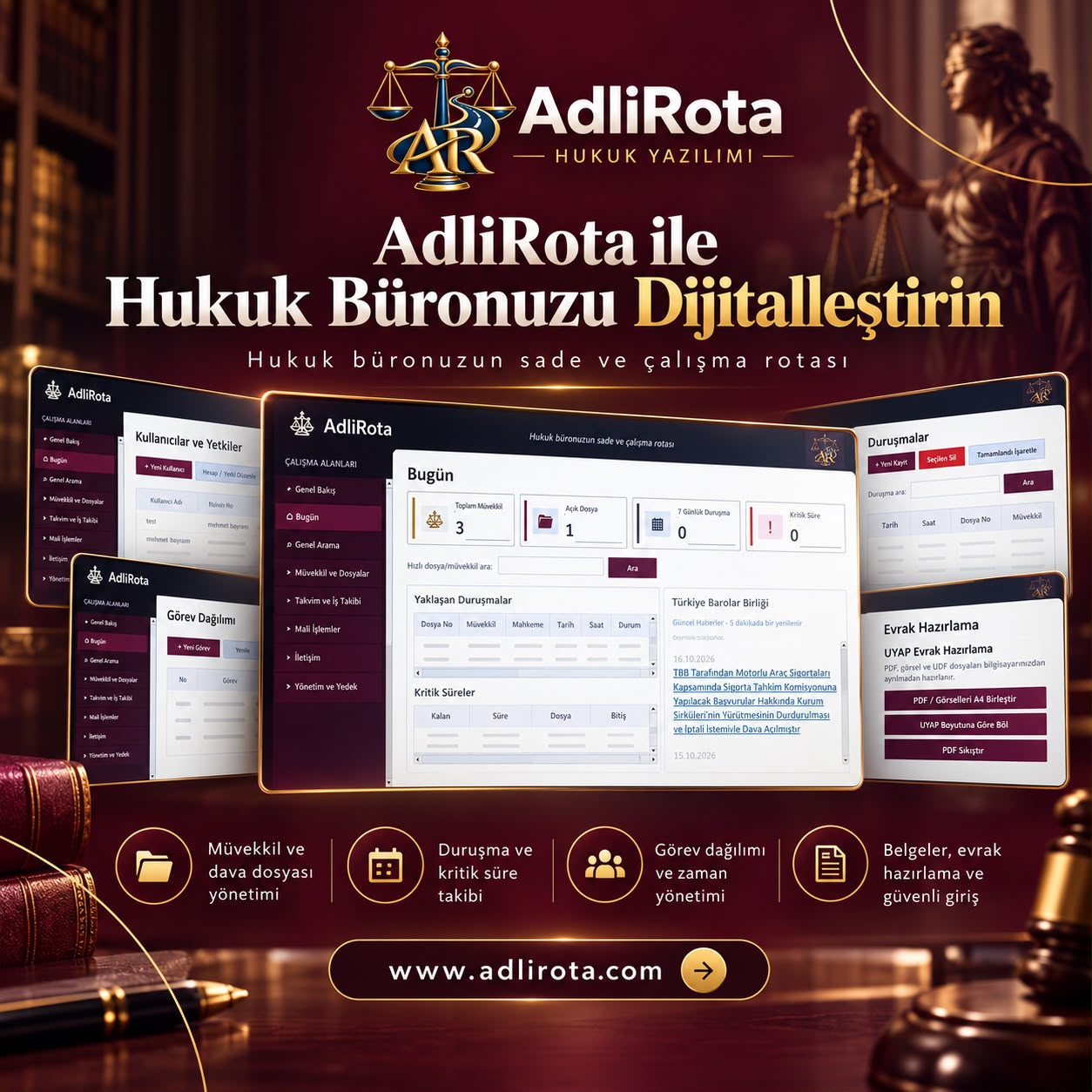 AdliRota Bugün Paneli ile günlük kontrol